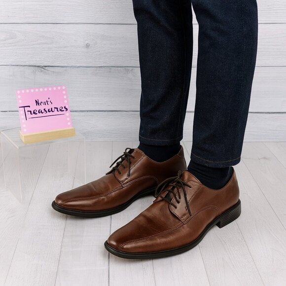 Clarks Collection Men TIDEN WALK Cushion Ortholite Brown Leather Lace Up Sz 9.5W - Picture 1 of 9